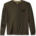 Caterpillar Mens Trademark Banner Long Sleeve Tee Top CAT - Army Moss - XS