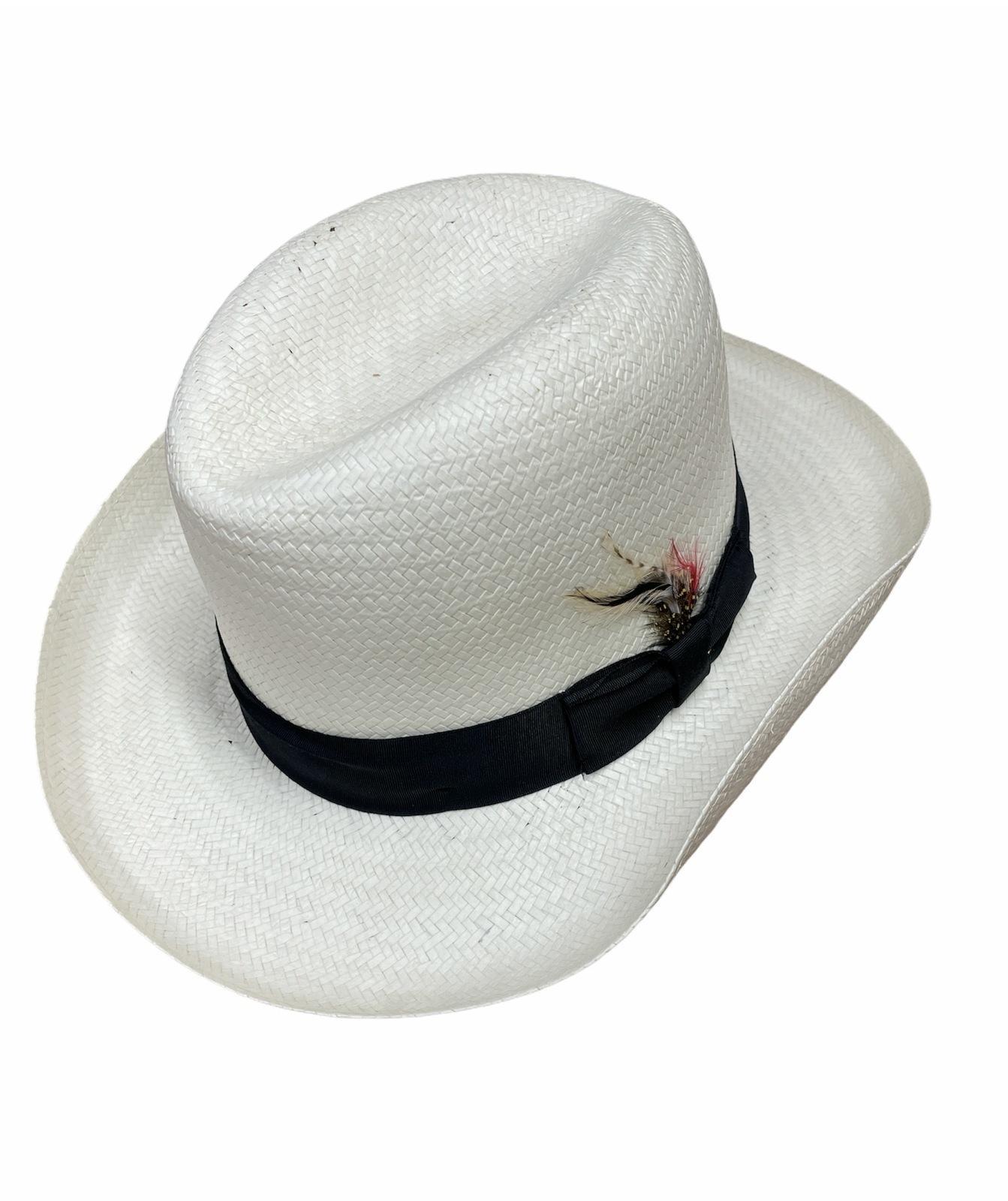 Hand Woven Cooler Outback Hat Summer Breathable Waterproof W/ Feather-Natural - L