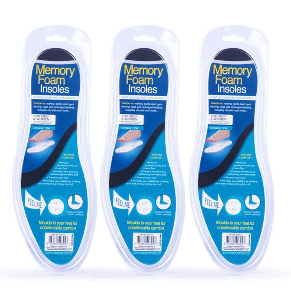 3x Memory Foam Insoles Pair f/All Sizes Trim to Fit Shoes/Runners/Sneakers/Boots