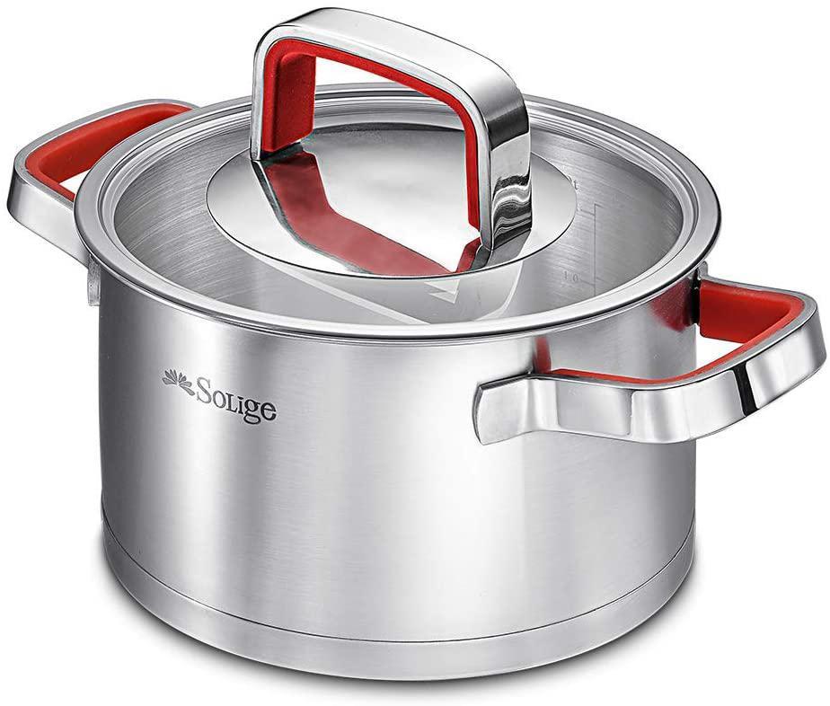 Solige Stainless Steel 4.14Liter Stock Pot with Glass Lid