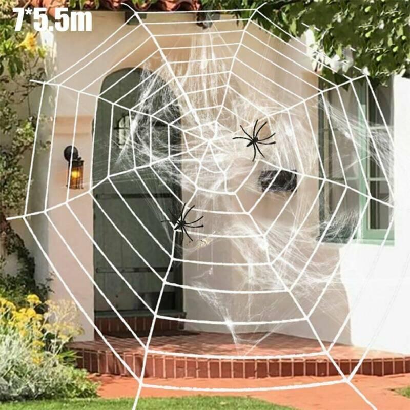 GoodGoods Spider Web Giant Halloween Decoration Horror Party Haunted House Home Scary Prop (White,7*5.5M)