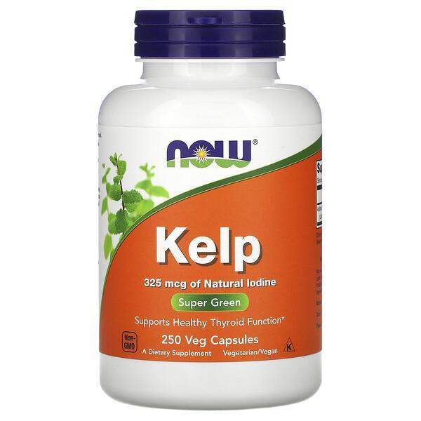 Now Foods Kelp Natural Iodine Super Green Thyroid Support 250 Veg Capsules