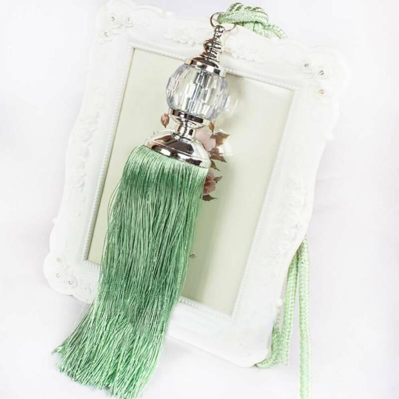 Vicanber 1 Pair Luxury Curtain Holdbacks Rope Tie Backs Tassel Tiebacks Beaded Ball Decors (Green)