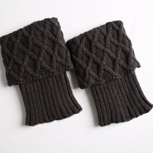 Vicanber Knitted Boot Cuffs Ankle Socks Warmers Crochet Winter Toppers Leg Stretch(Dark Grey)
