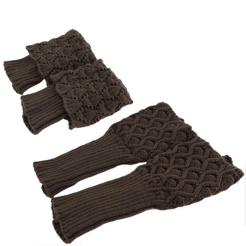 Vicanber Winter Trim Boot Cuffs Toppers Leg Warmers Knitted Short Knee Ankle Socks(Brown)