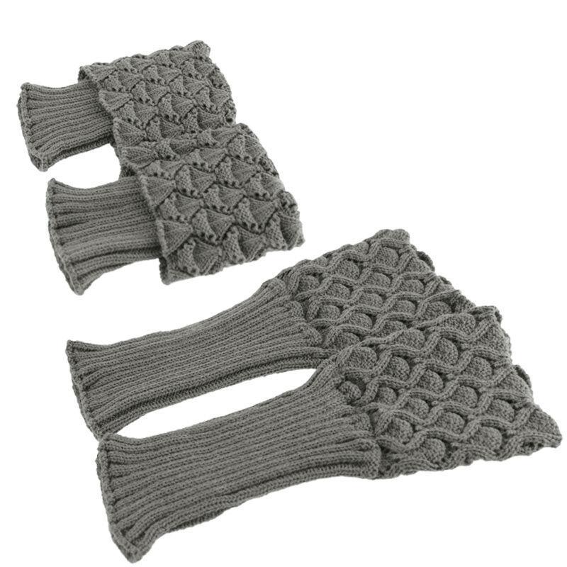 Vicanber Winter Trim Boot Cuffs Toppers Leg Warmers Knitted Short Knee Ankle Socks(Light Grey)