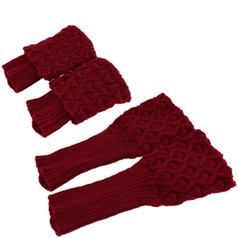 Vicanber Winter Trim Boot Cuffs Toppers Leg Warmers Knitted Short Knee Ankle Socks(Wine Red)