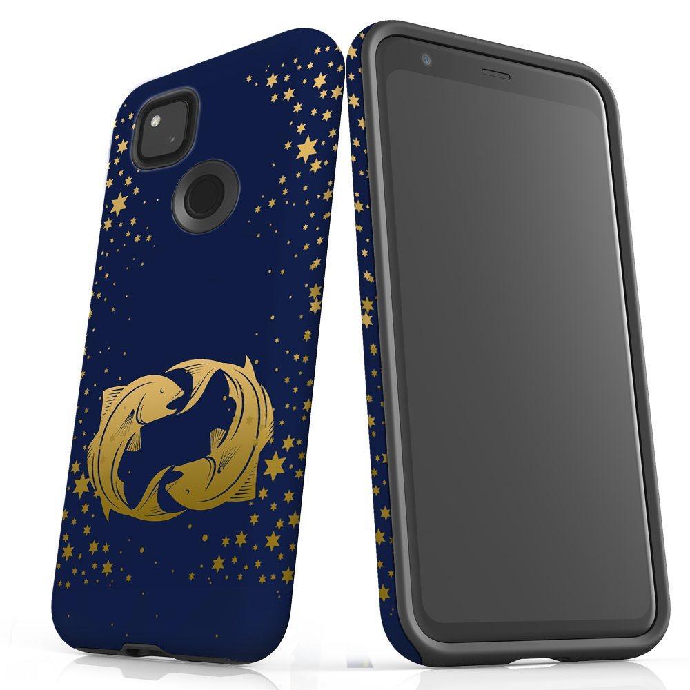 For Google Pixel 4a Case, Armor Back Cover, Pisces Drawing