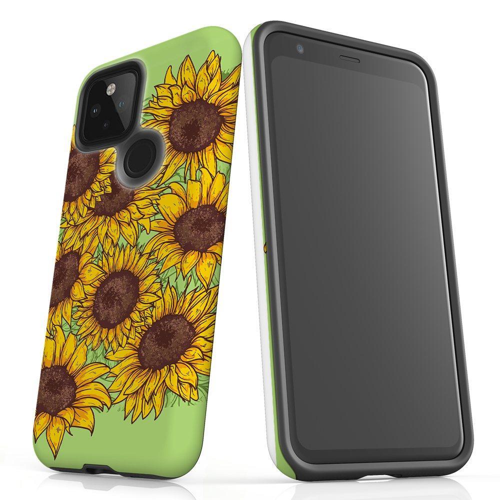For Google Pixel 4a 5G Case, Armor Back Cover, Sunflowers