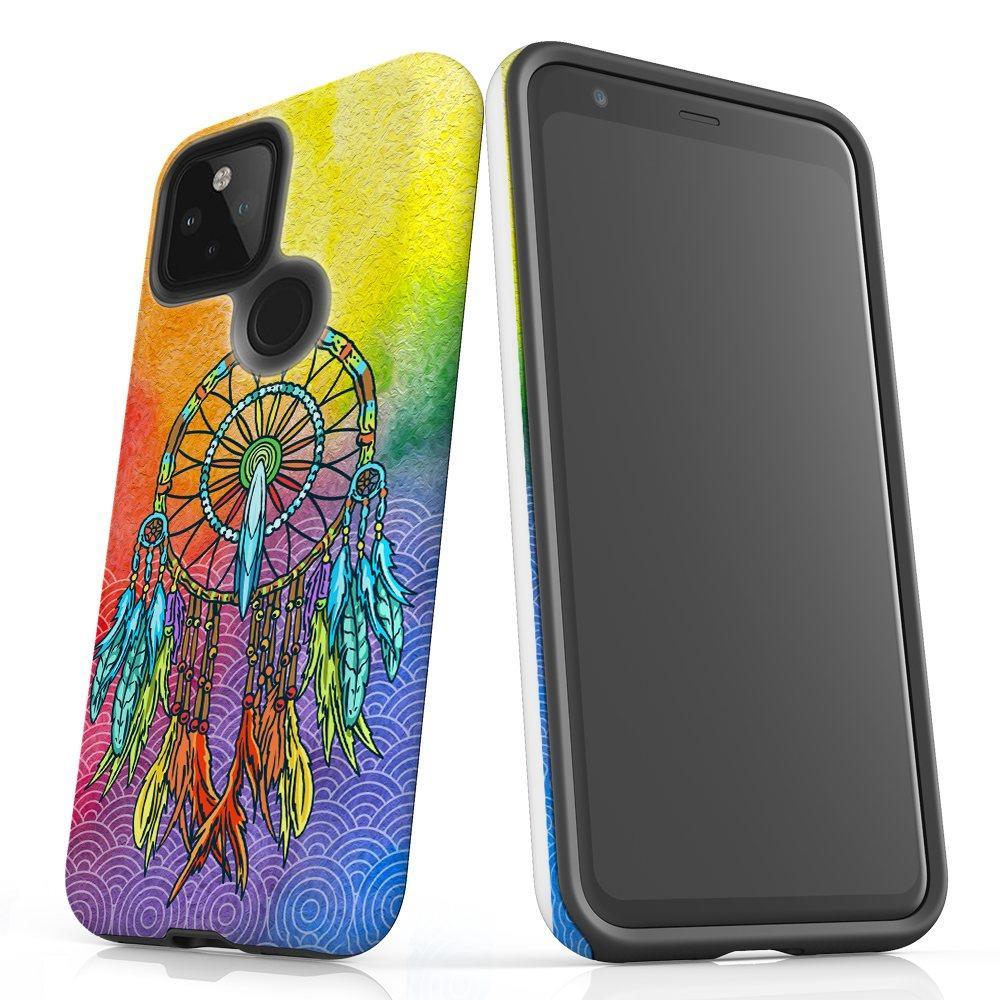 For Google Pixel 4a 5G Case, Armor Back Cover, Colourful Dreamcatcher