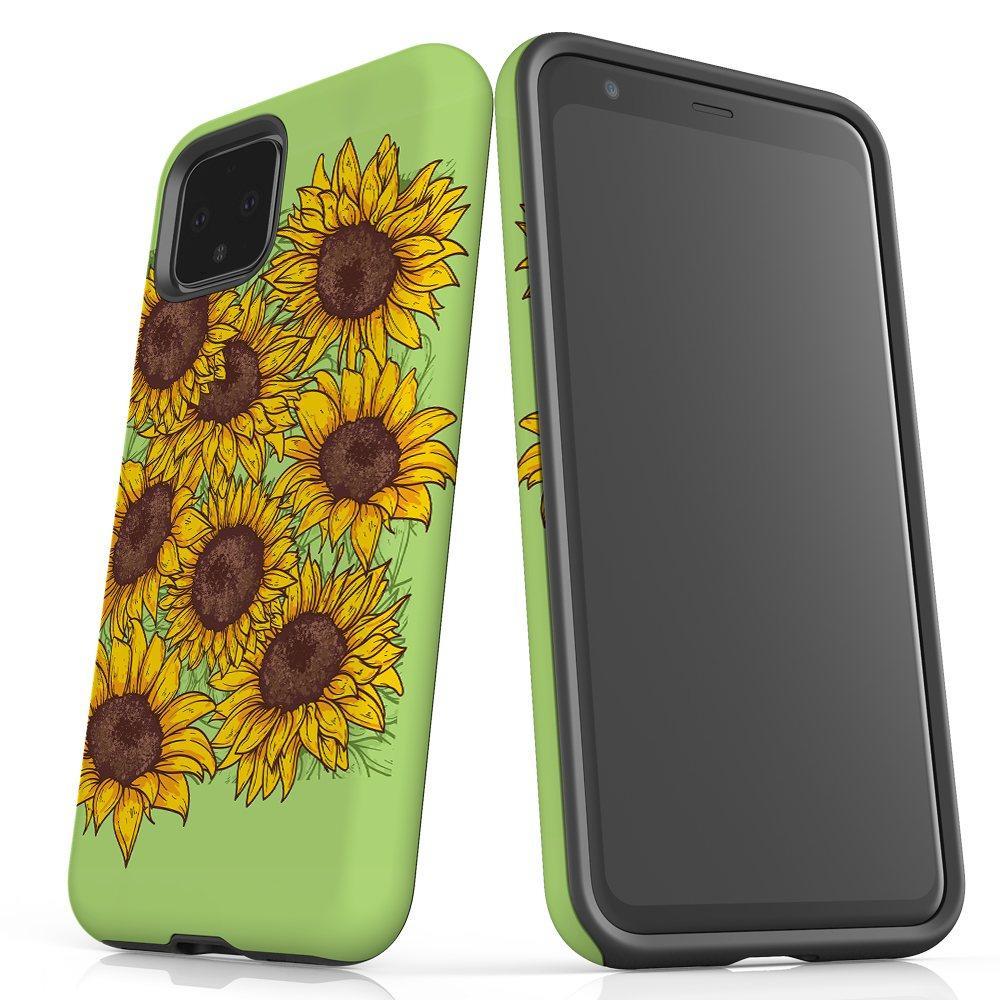For Google Pixel 4 Case, Armor Back Cover, Sunflowers