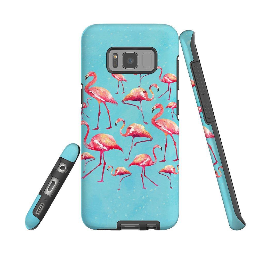 For Samsung Galaxy S8+ Plus Case, Armor Back Cover, Flamingoes