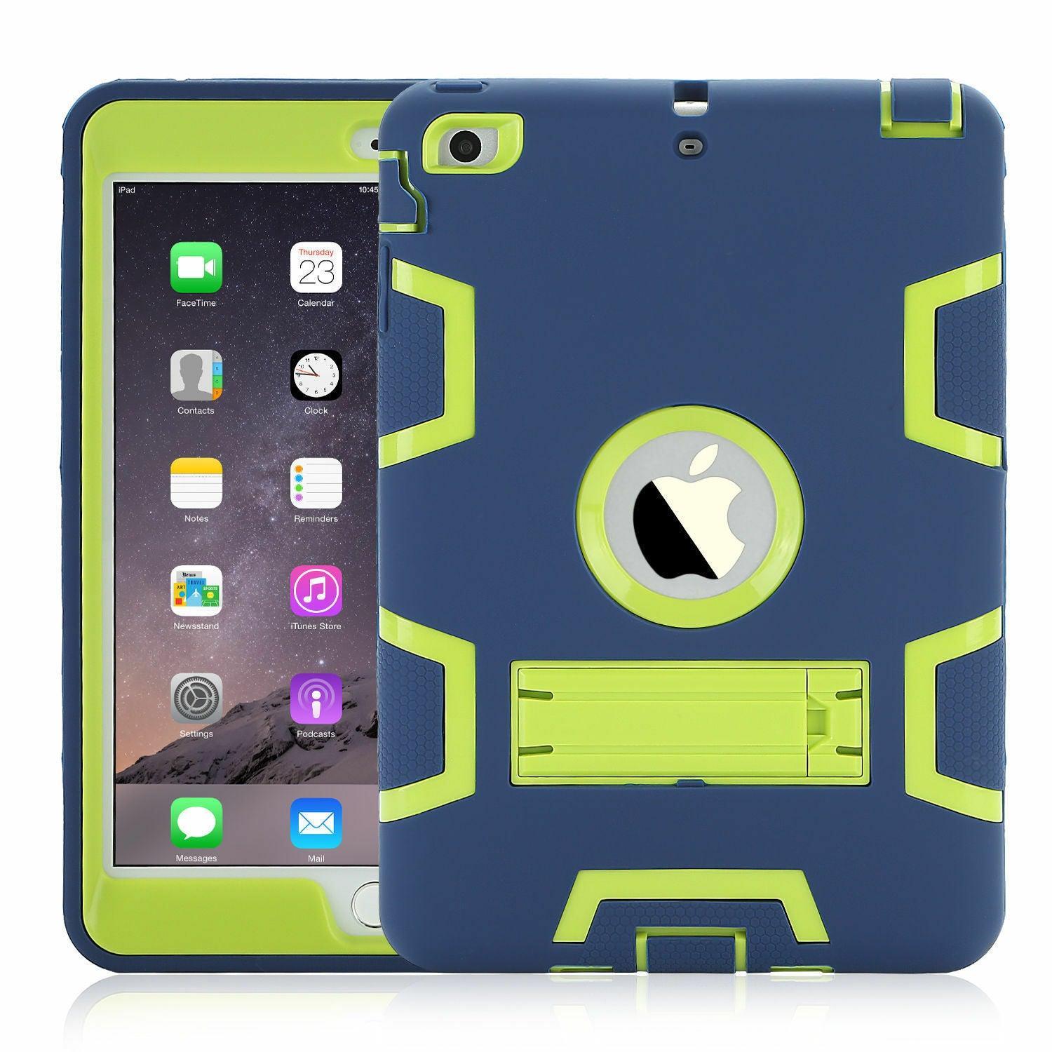 Navy Blue + Green Heavy Duty ShockProof Kids Case Cover for-iPad Pro 9.7"