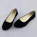 Vicanber Ballets Ballerina Dolly Pumps Ladies Flat Slip On Loafers Suede Shoes(Black,AU 8-8.5)
