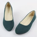 Vicanber Ballets Ballerina Dolly Pumps Ladies Flat Slip On Loafers Suede Shoes(Dark Green,AU 4-4.5)