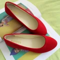 Vicanber Ballets Ballerina Dolly Pumps Ladies Flat Slip On Loafers Suede Shoes(Red,AU 5)