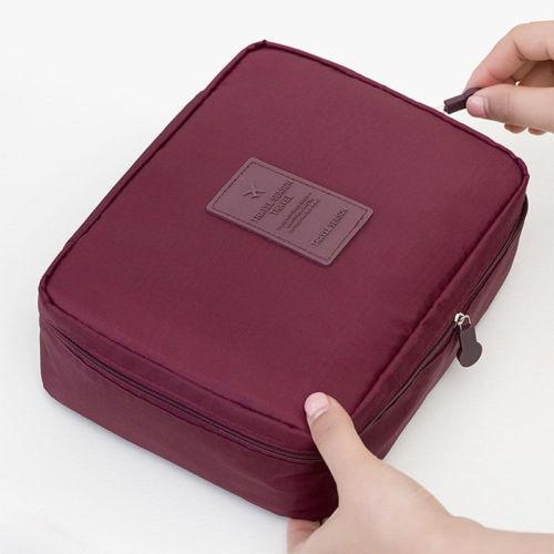 Vicanber Multifunction Foldable Toiletry Makeup Bag Travel Large Hanging Bags(Wine Red)
