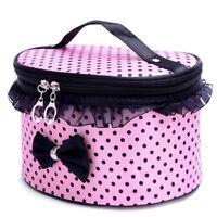 Vicanber Bowknots Toiletry Cosmetic Handbag Make Up Beauty Storage Lace Case(Pink)