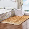 Vicanber Anti Skid Fluffy Fur Shaggy Area Rugs Bedroom Living Room Home Floor Carpet Mat (White & Yellow,60*90cm)