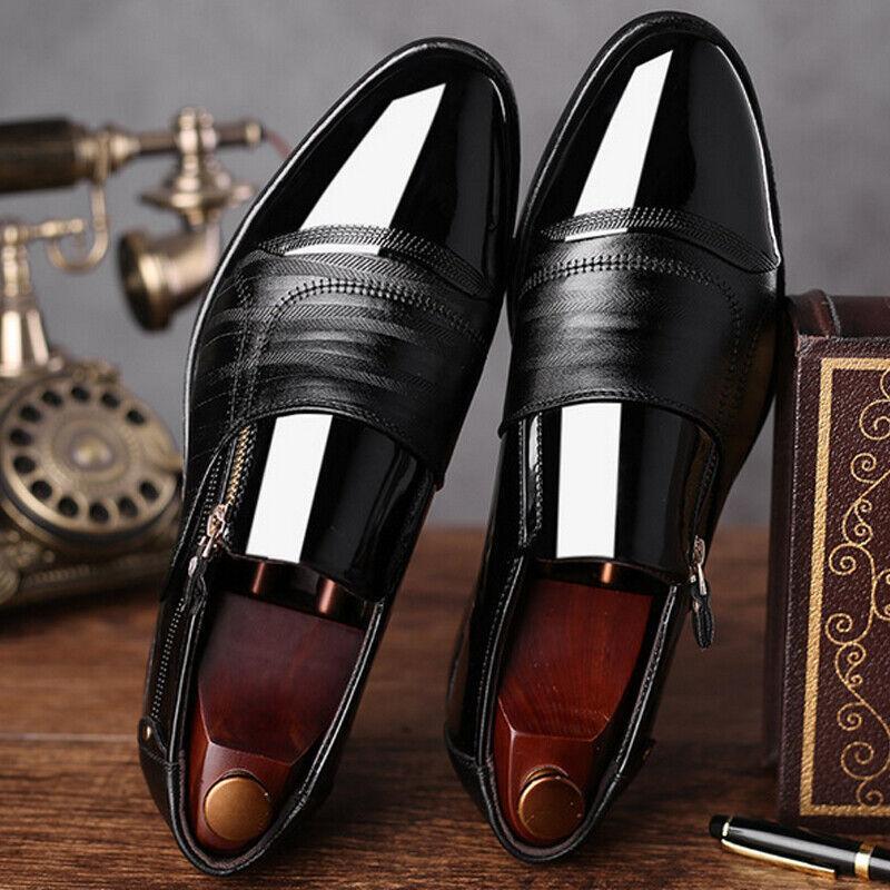 Vicanber Slip On Smart Dress Leather Shoes Formal Casual Office Work Loafer(Black,AU 6.5)