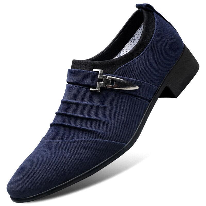 Vicanber Pointed Toe Loafer Classic Oxford Shoes Formal Dress Business Shoes(Blue,AU 6)