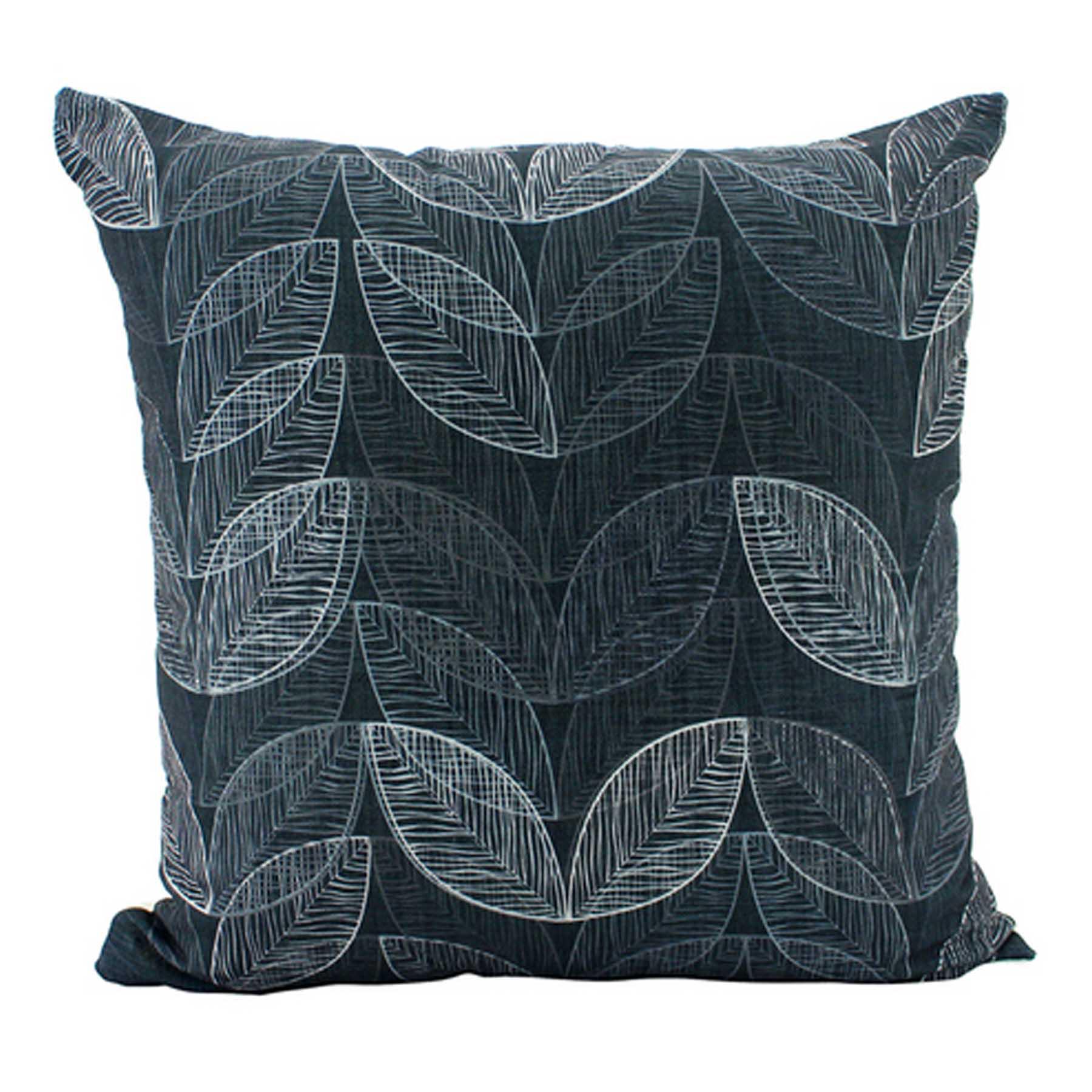 Aska Black Floral Leaves Sofa Bed Decor Throw Cushion 45x45cm