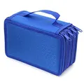 Vicanber Layers High Capacity Student Pencil Brush Case Box Pen Pouch Makeup Storage Bag (Blue)