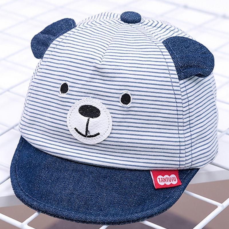 Vicanber Baby Girl Boy Baseball Cap Infant Toddler Cute Cotton Bear Style Outdoor Sun Hat (Navy Blue)