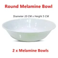 2 x White Melamine Cereal Bowl Large Round Soup Rice Noodle Dinner Snack Salad