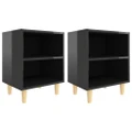 Bed Cabinets Solid Wood Legs 2 pcs High Gloss Black 40x30x50 cm vidaXL