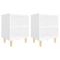 Bed Cabinets with Solid Wood Legs 2 pcs White 40x30x50 cm vidaXL