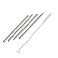 Fine Foods SS Cocktail Straws with Cleaning Brush Set, 5 Piece (Stainless Steel) - 0.5x0.5x13.5cm
