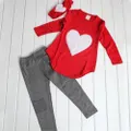 Vicanber Toddler Girls Sweatshirt Long Pants Outfit Set Winter(Red,1-2 Years)