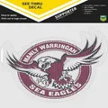 NRL Car UV Rated Decal Sticker - Manly Sea Eagles - Size 14-18cm - See Thru