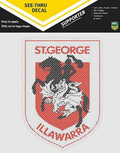 NRL Car UV Decal Sticker - St George Illawarra Dragons - Size 14-18cm - See Thru