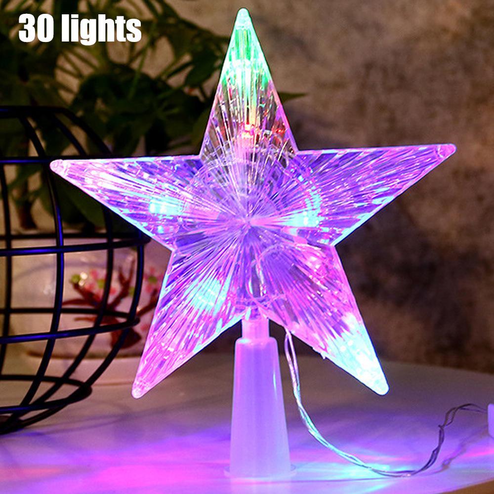 GoodGoods 3D Star Festival Xmas Tree Topper LED Colourful Light Pendant Home Decoration (#1 Colourful 30lights)