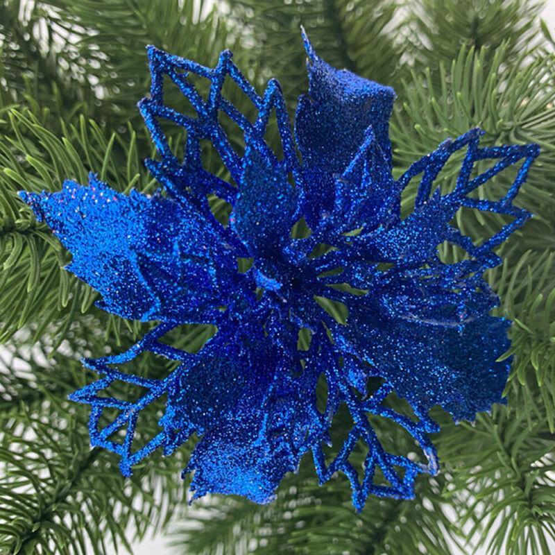 GoodGoods Christmas Large Poinsettia Glitter Flower Tree Home Decor Xmas Party (1 Piece Royal Blue)