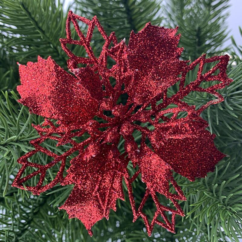 GoodGoods Christmas Large Poinsettia Glitter Flower Tree Home Decor Xmas Party (1 Piece Red)