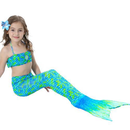 Vicanber Girls Mermaid Tail Bikini Set Swimming Swimwear Costume(Green,10-11 Years)