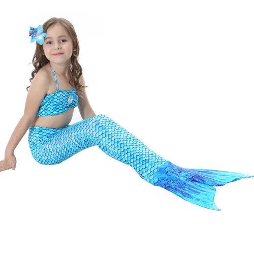Vicanber Girls Mermaid Tail Bikini Set Swimming Swimwear Costume(Blue,9-10 Years)
