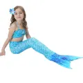 Vicanber Girls Mermaid Tail Bikini Set Swimming Swimwear Costume(Blue,10-11 Years)