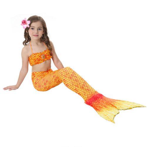 Vicanber Girls Mermaid Tail Bikini Set Swimming Swimwear Costume(Orange,4-5 Years)
