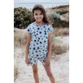 HL Girls PJs Size 10-16 Pure Cotton Short Sleeve Pyjamas Grey Navy Stars [Size: 14]