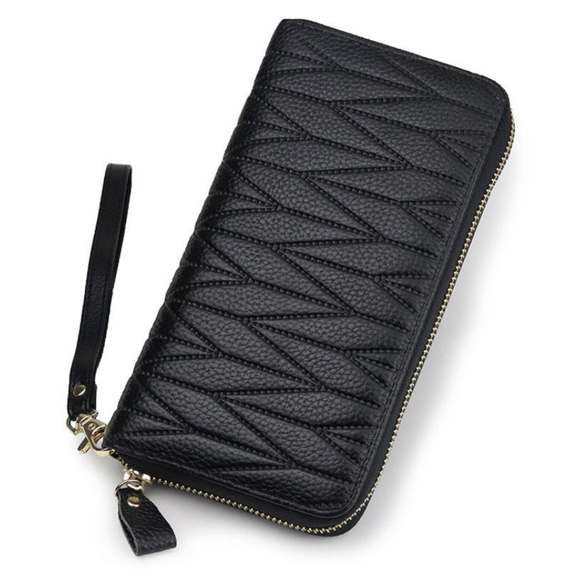 Genuine Leather RFID Credit Card Wallet - Classic And Elegant - Comes With Zipper Closure - Genuine Leather