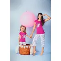Ladies PJS Short Tee with Capri Pants Pink Unicorn [Size: 6]