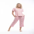 Ladies PJS Cotton Tee and Capri Pants Pink Spots Jessie [Size: Small]