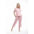 Ladies PJS Cotton Tee and Capri Pants Pink Spots Jessie [Size: Medium]