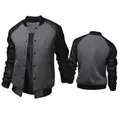 Vicanber College Jacket Stand Collar Baseball Sweat Coat Bomber Jackets(Dark Grey,Asian XL )
