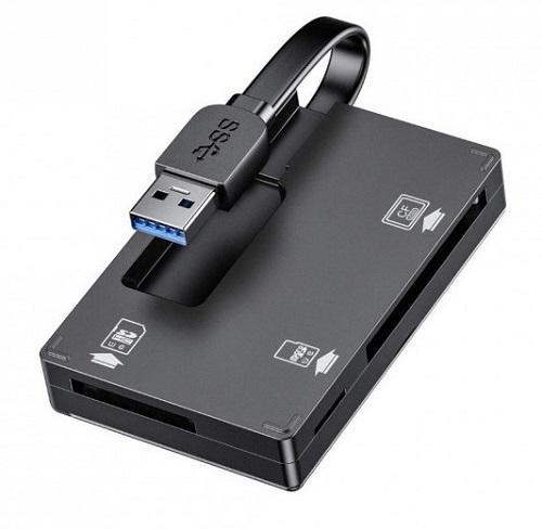 Simplecom CR309 3-Slot SuperSpeed USB 3.0 Card Reader with Card Storage Case 1 Year Warranty