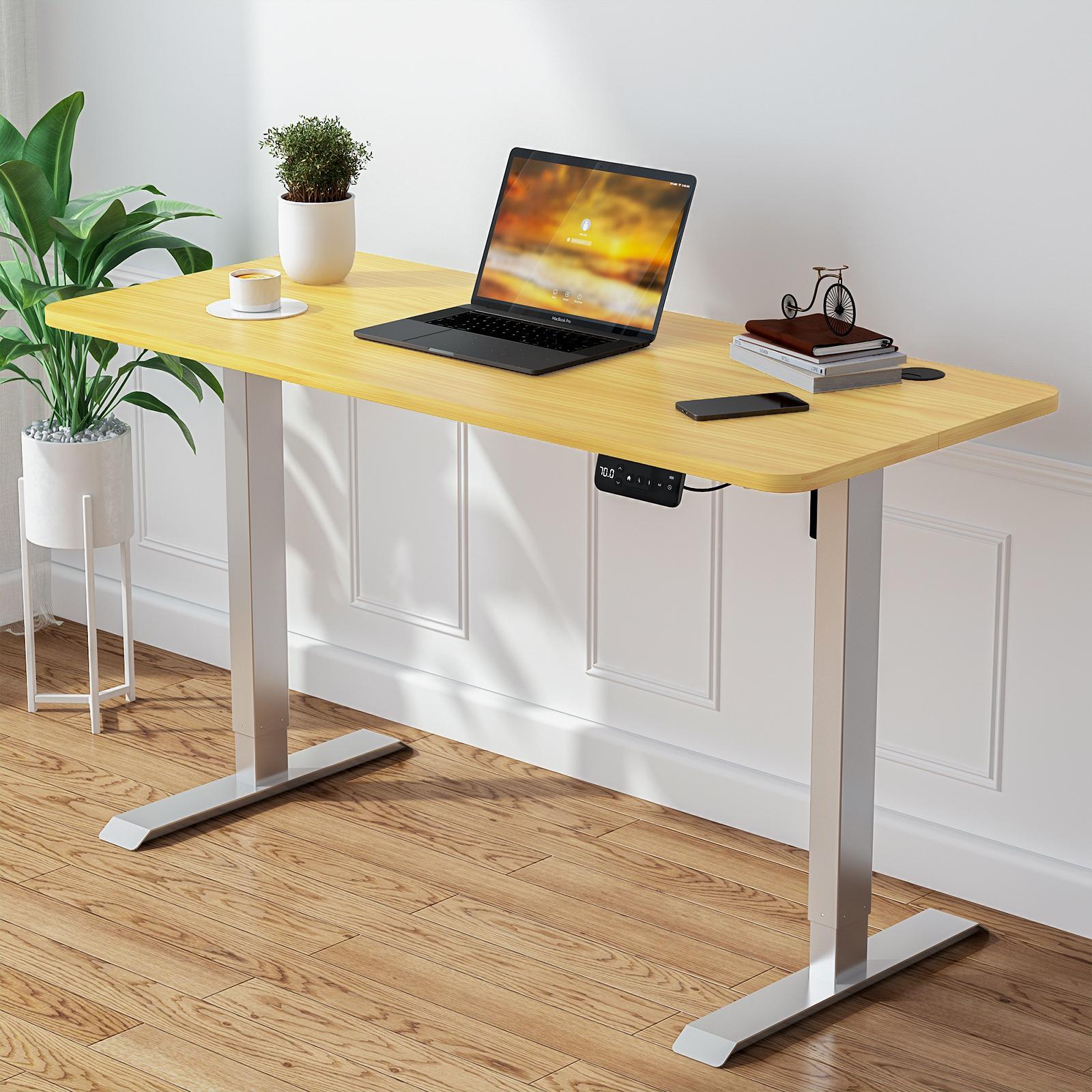 Advwin Electric Standing Desk Adjustable Height Oak Color 140cm